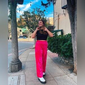 Bright Pink Velvet Pants